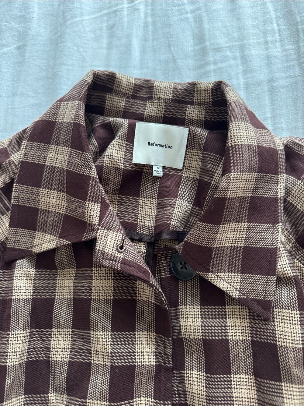 Reformation Beck Plaid Trench Coat - Picture 7 of 7